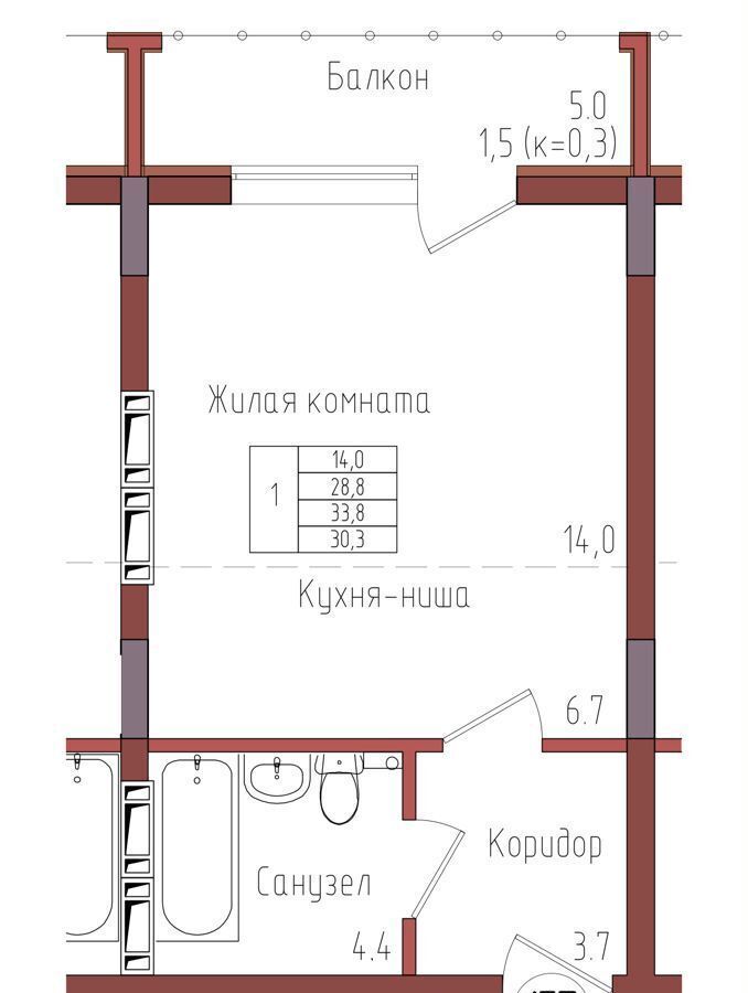 квартира г Калининград р-н Центральный ул Дубовая аллея 2 ЖК «Теодор Кроне» корп. 1, д. 3А фото 1