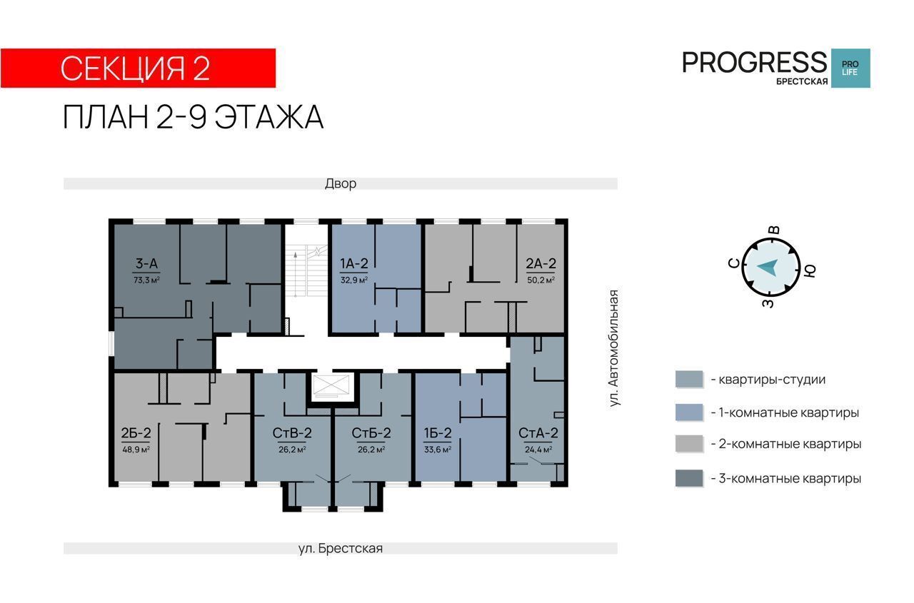 квартира г Астрахань р-н Советский ул Брестская 11 ЖК «PROGRESS Брестская» фото 2