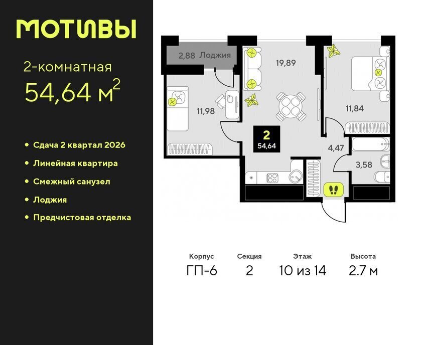 квартира г Тюмень ЖК «Мотивы» Калининский административный округ фото 1