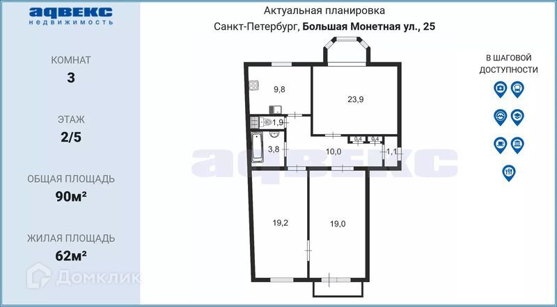 квартира г Санкт-Петербург ул Большая Монетная 25 Петроградский фото 2