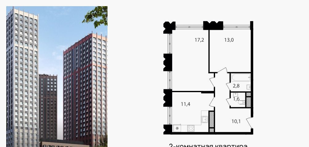 квартира г Москва метро Аннино ЖК Варшавские Ворота 1/1 фото 1