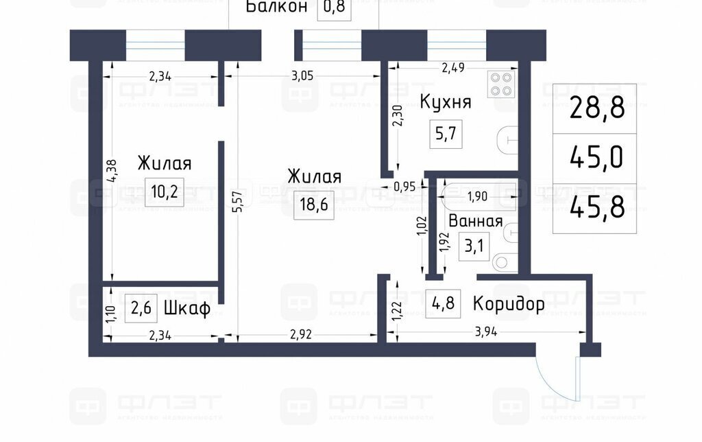 квартира г Казань метро Площадь Тукая р-н Вахитовский ул Габдуллы Тукая 65а фото 17