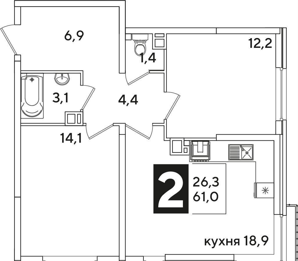 квартира г Краснодар р-н Прикубанский ул Западный Обход 52 ЖК «Самолет» фото 2