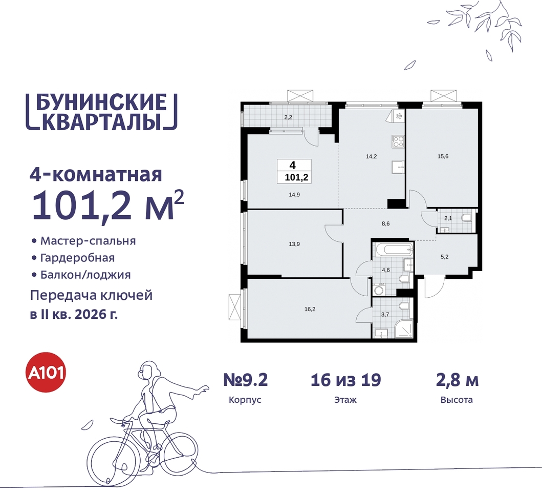 квартира г Москва п Сосенское пр-кт Куприна 2 ЖК Бунинские Кварталы метро Улица Горчакова метро Коммунарка Сосенское, Ольховая, Бунинская аллея фото 1