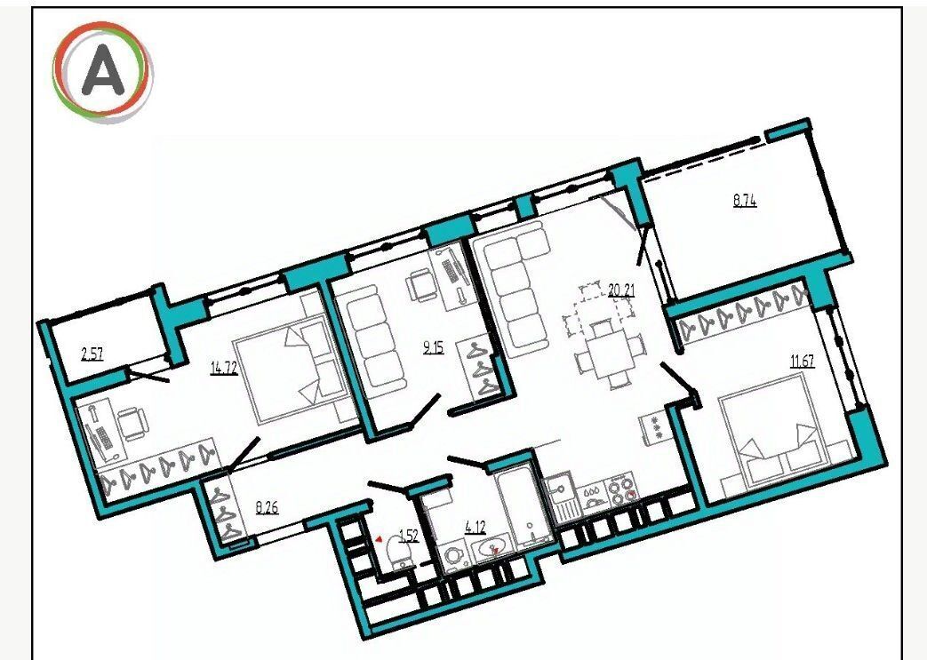 квартира г Брянск р-н Советский Бежицкая ул., 21Б фото 2