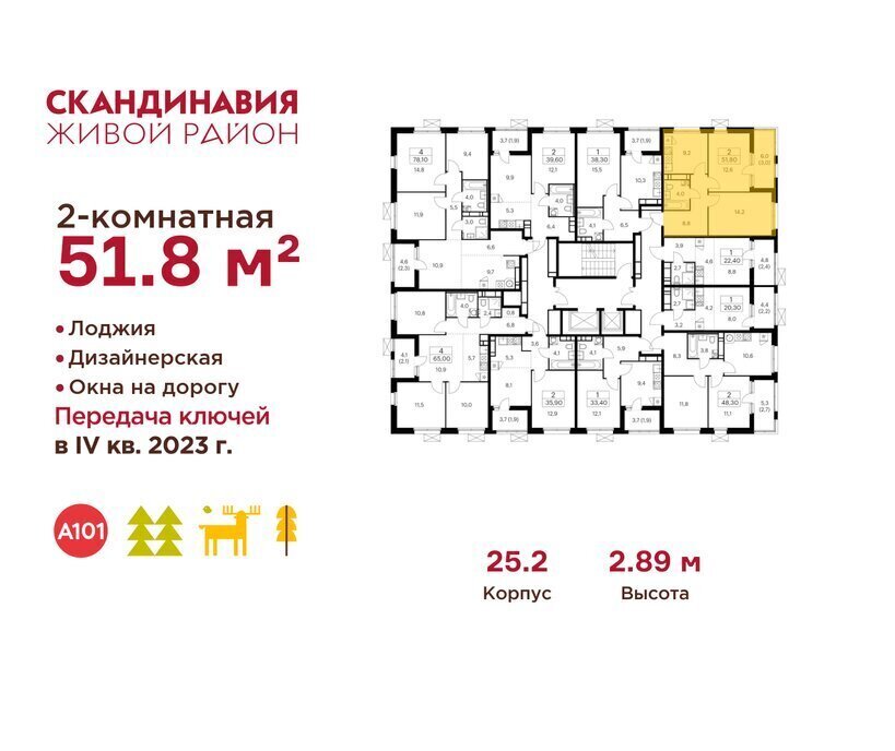 квартира г Москва метро Коммунарка ТиНАО жилой комплекс Скандинавия, 25. 2 фото 2