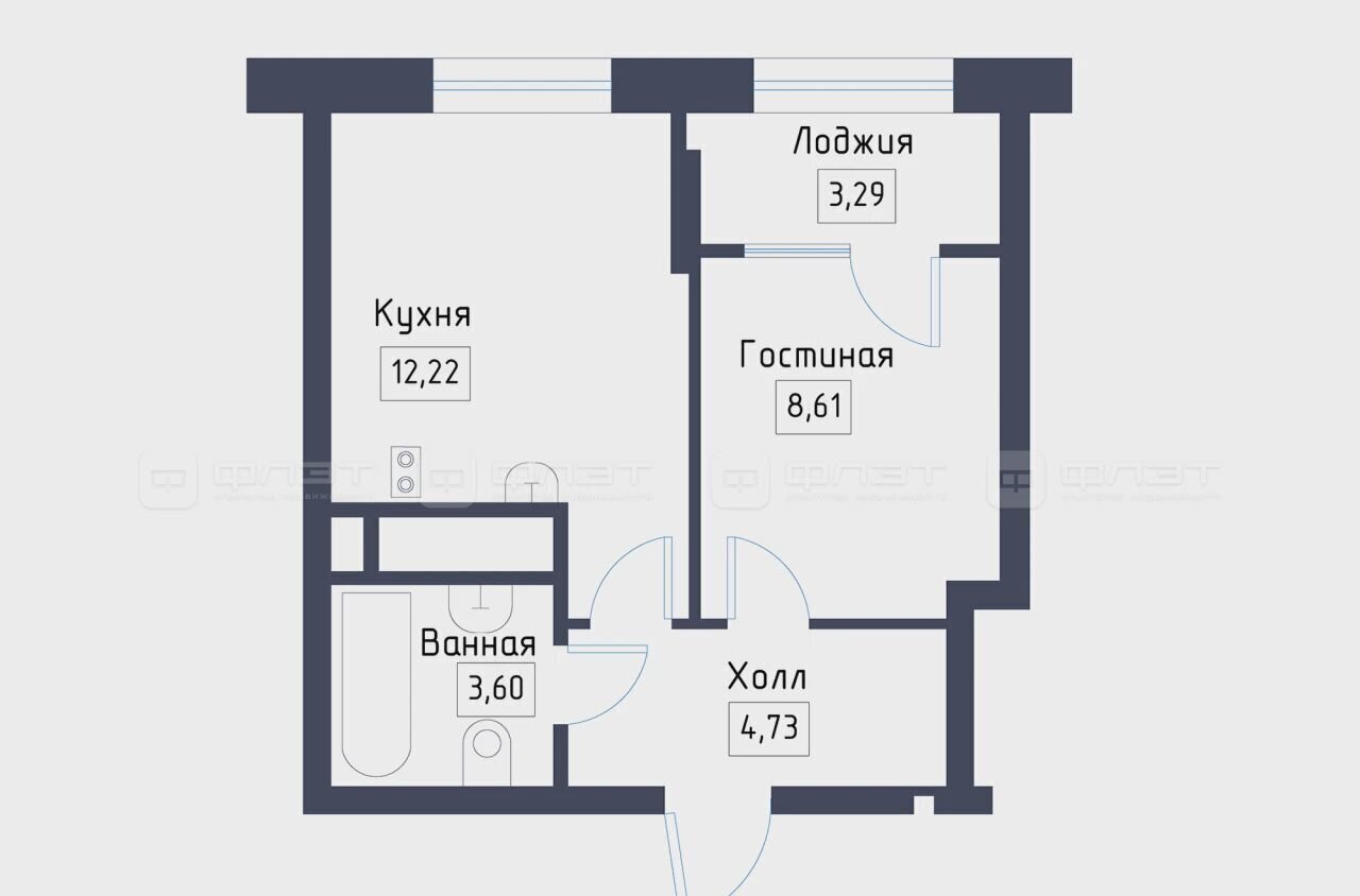 квартира р-н Зеленодольский с Осиново ул. Гайсина/Спортивная, стр. 4 фото 3