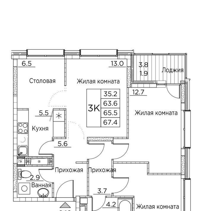 квартира г Владивосток р-н Ленинский ул Расула Гамзатова 7к/2 фото 1