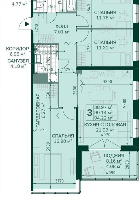 квартира г Санкт-Петербург метро Новочеркасская ул Магнитогорская 5к/3 ЖК Magnifika Residence округ Большая Охта фото 1