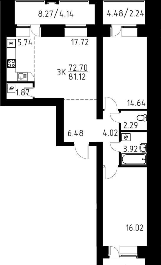 квартира г Томск ул. Кандинского, д. 8 фото 9