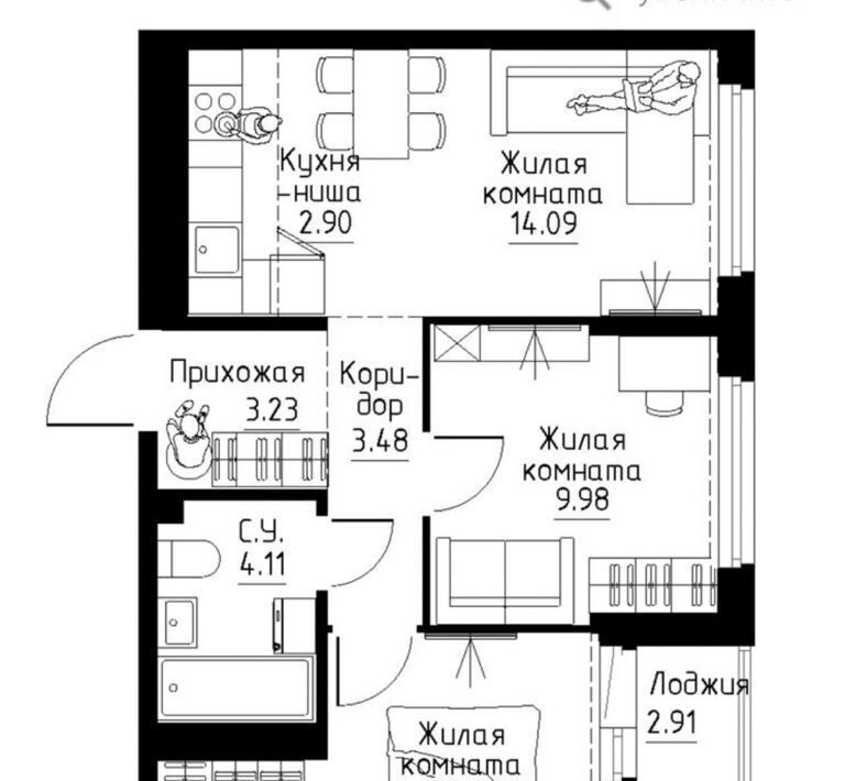 квартира г Екатеринбург р-н Чкаловский б-р Золотистый 15 ЖК «Солнечный» фото 1