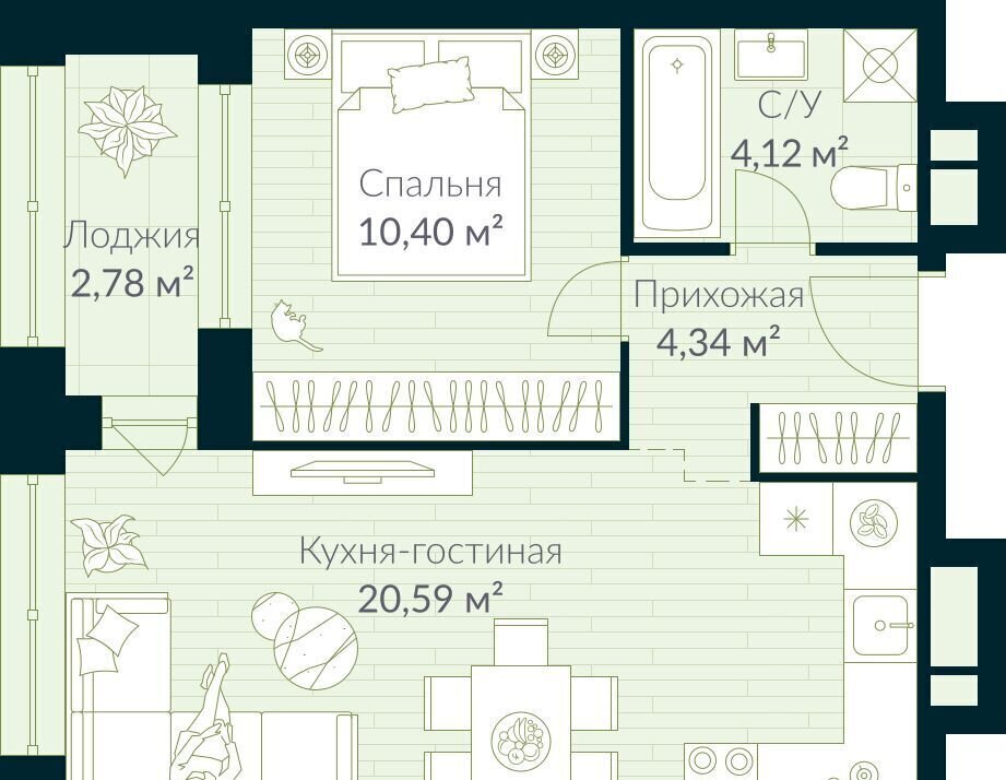 квартира г Уфа р-н Октябрьский ЖК URMAN Сity б-р Давлеткильдеева/ул. Рудольфа Нуреева, блок-секция С-1. 1 фото 1