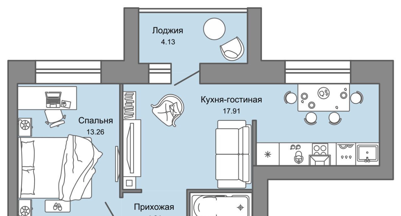 квартира г Ульяновск р-н Засвияжский ЖК «Город новаторов» Город Новаторов жилой комплекс, 1 фото 1