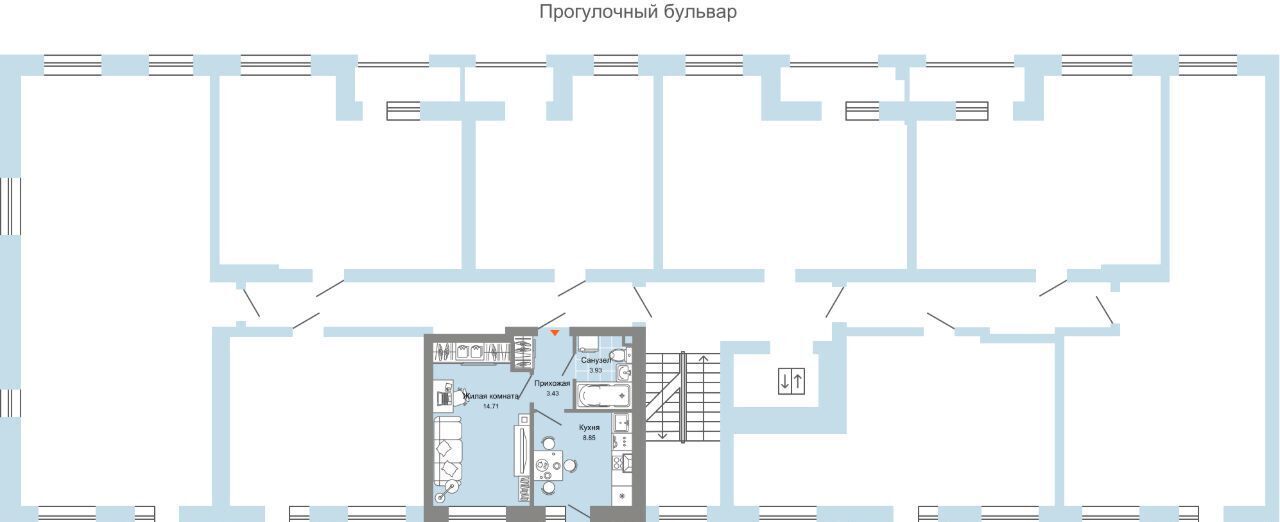 квартира г Ульяновск р-н Засвияжский Город Новаторов жилой комплекс, 1 фото 2