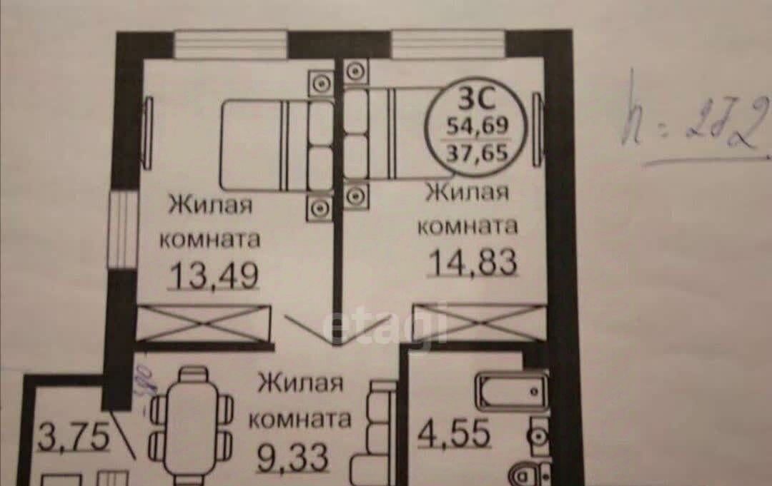 квартира г Новосибирск р-н Первомайский Октябрьская ул Заречная 51 микрорайон «Весенний» Жилой комплекс «Весенний» фото 33