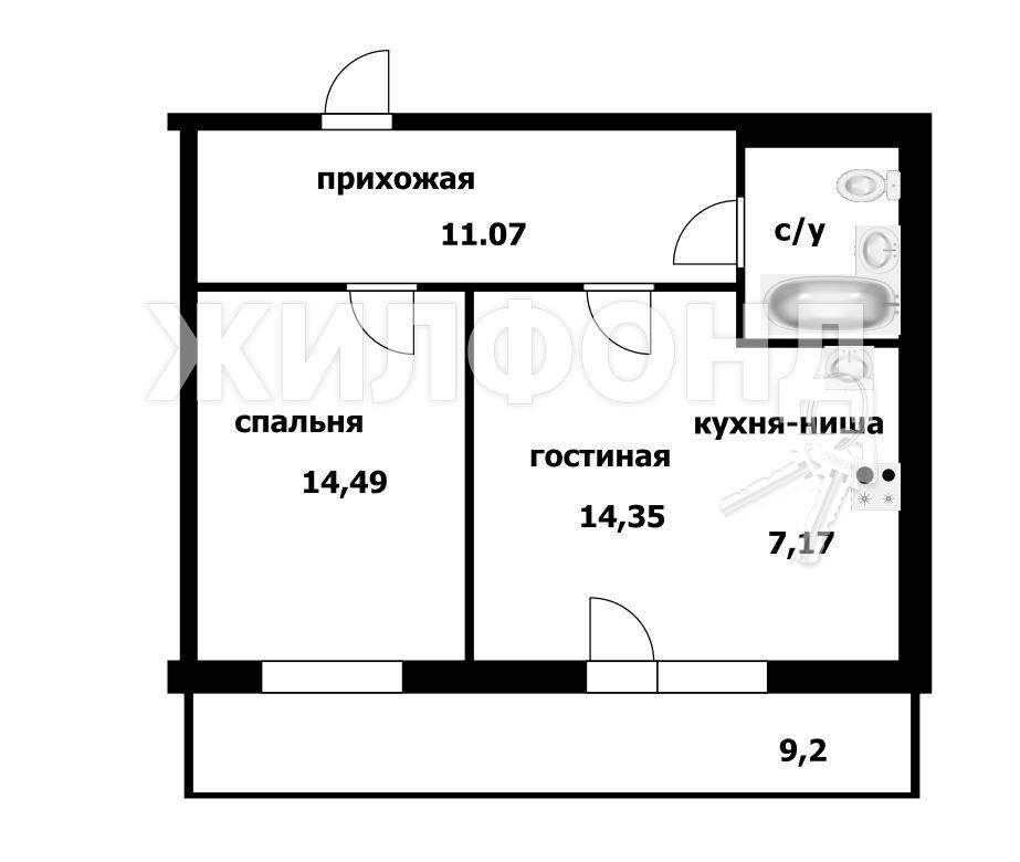 квартира г Новосибирск метро Площадь Гарина-Михайловского р-н Железнодорожный ул Дмитрия Шамшурина 29 ЖК «Оникс» фото 24