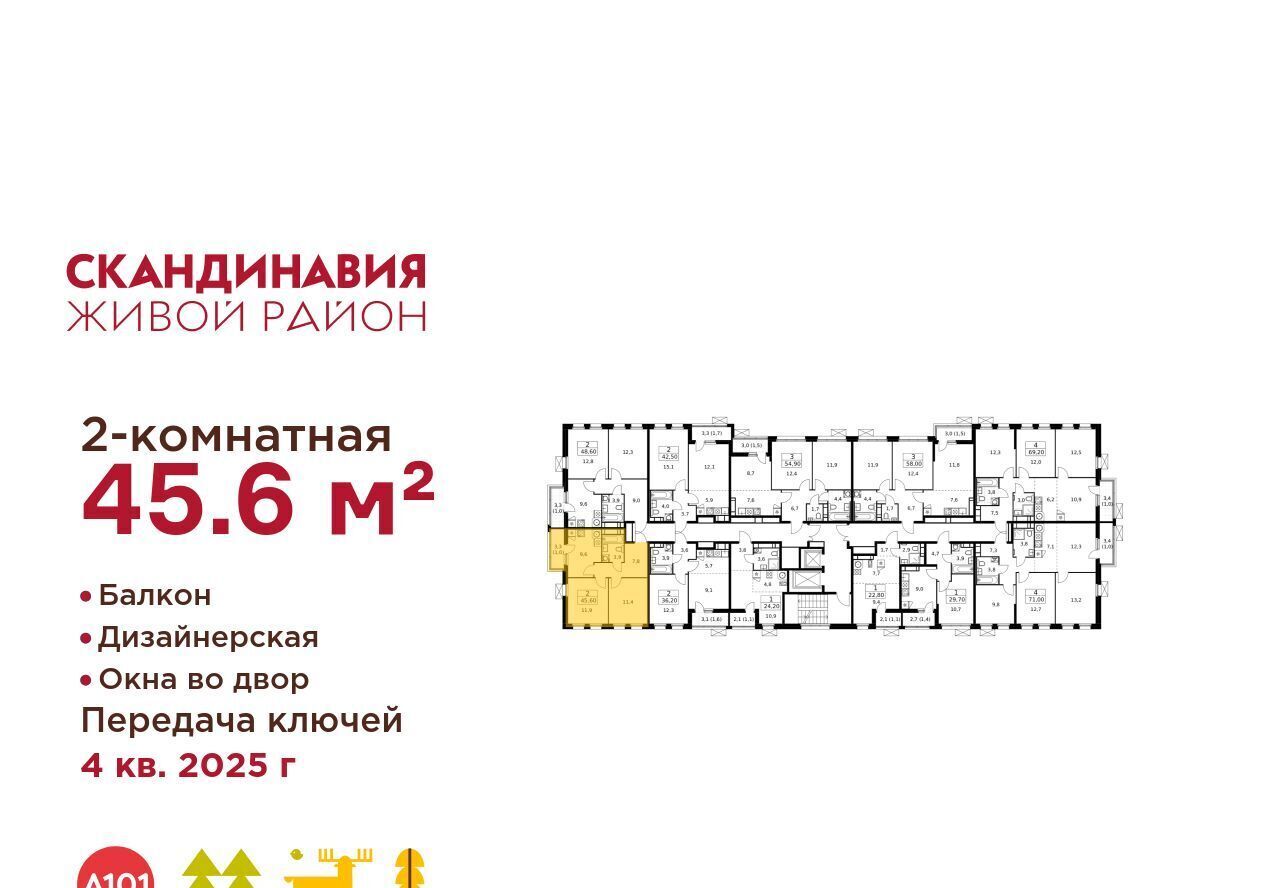 квартира г Москва п Сосенское ЖК Скандинавия 25/1 метро Теплый Стан фото 2