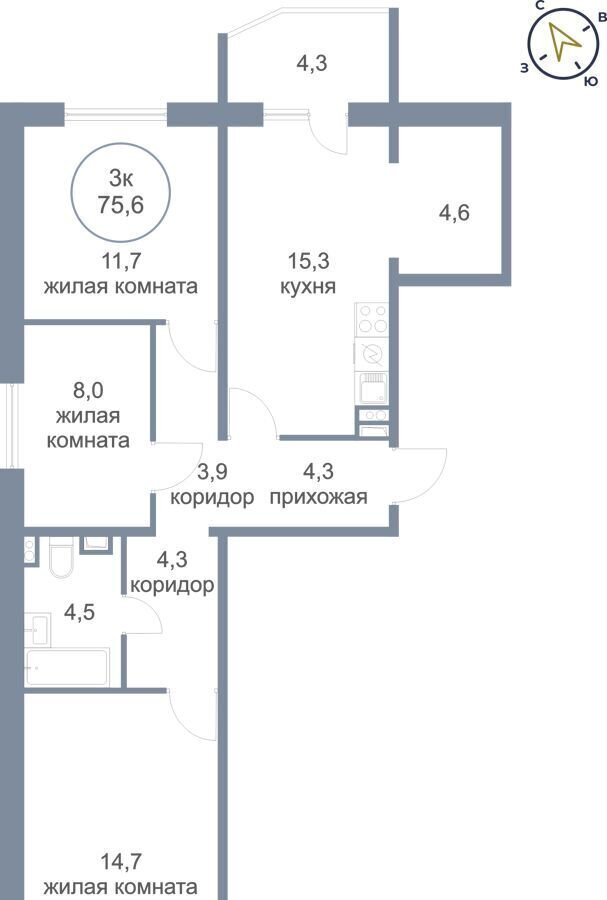 квартира р-н Сургутский пгт Белый Яр ул Фадеева 30 г. п. Белый Яр фото 1