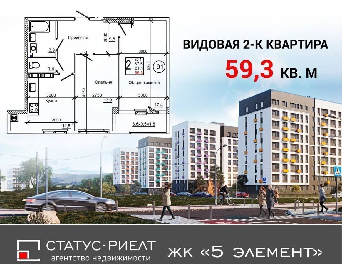 квартира р-н Симферопольский с Мирное ул 9 Мая 6 ЖК 5 элемент этап фото 1