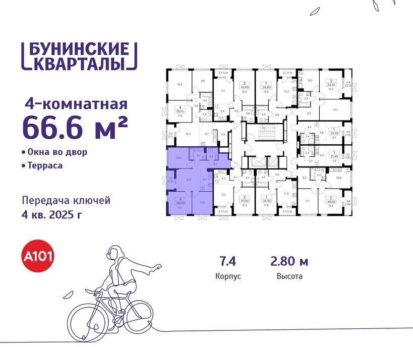 квартира г Москва п Сосенское ЖК Бунинские Кварталы 7/1 метро Коммунарка метро Бунинская аллея ТиНАО фото 2