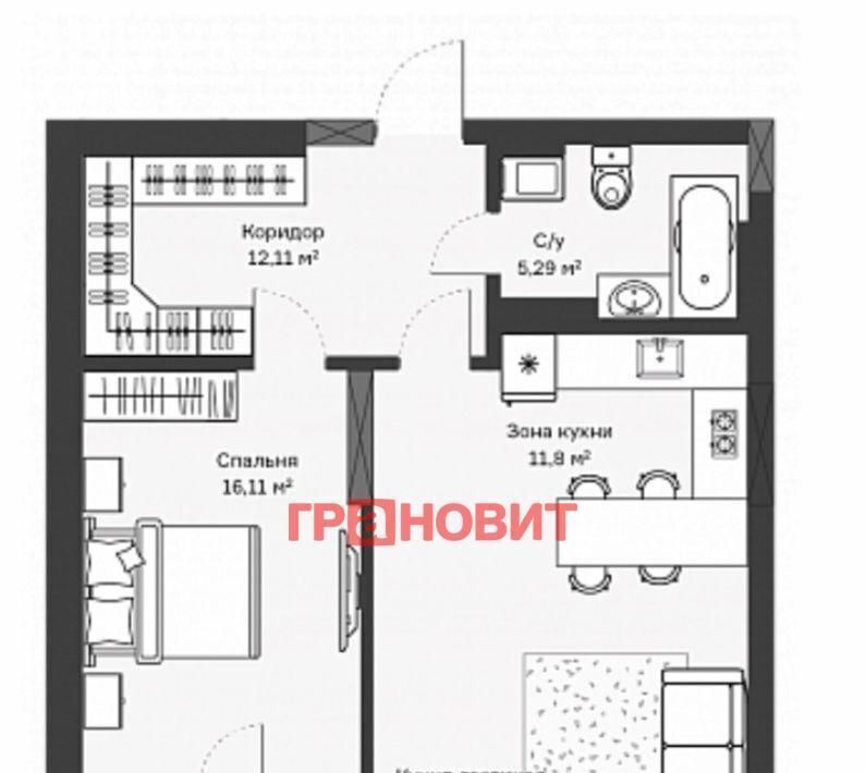 квартира г Новосибирск р-н Октябрьский Октябрьская ул Московская 77 ЖК Chicago фото 2