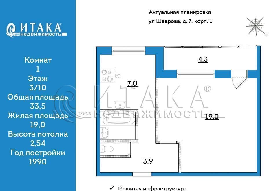 квартира г Санкт-Петербург метро Комендантский Проспект ул Шаврова 7к/1 округ Юнтолово фото 11