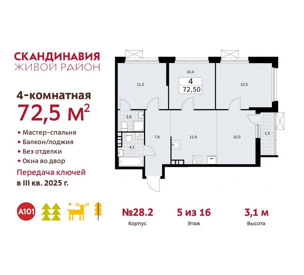 квартира г Москва п Сосенское жилой район «Скандинавия» Сосенское, жилой комплекс Скандинавия, 28. 2, Бутово фото 1