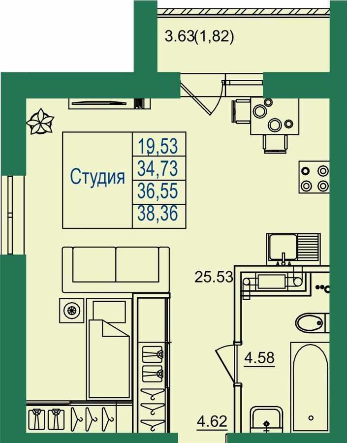 квартира г Владимир п Заклязьменский р-н Октябрьский д. 5, корп. 2 фото 4