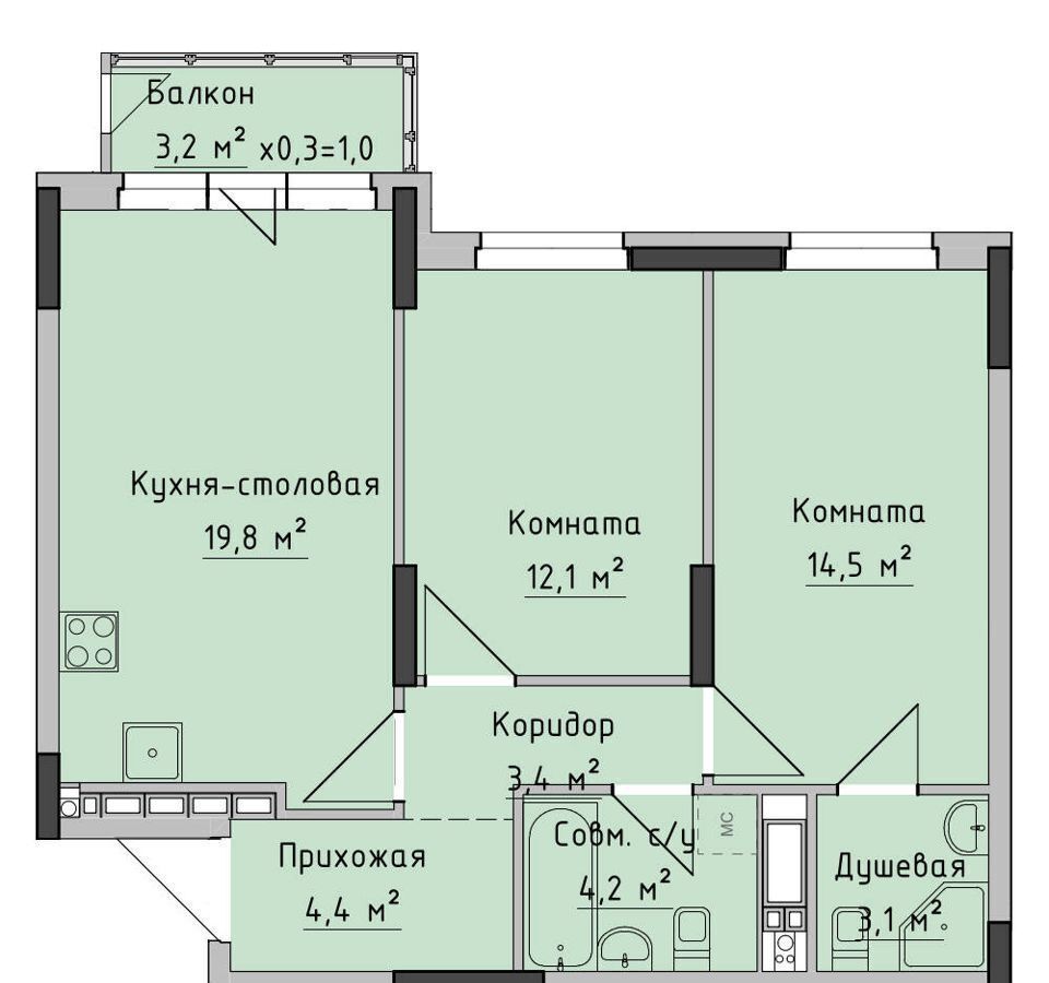 квартира г Ижевск р-н Октябрьский Север ул Новая Восьмая 4 фото 1