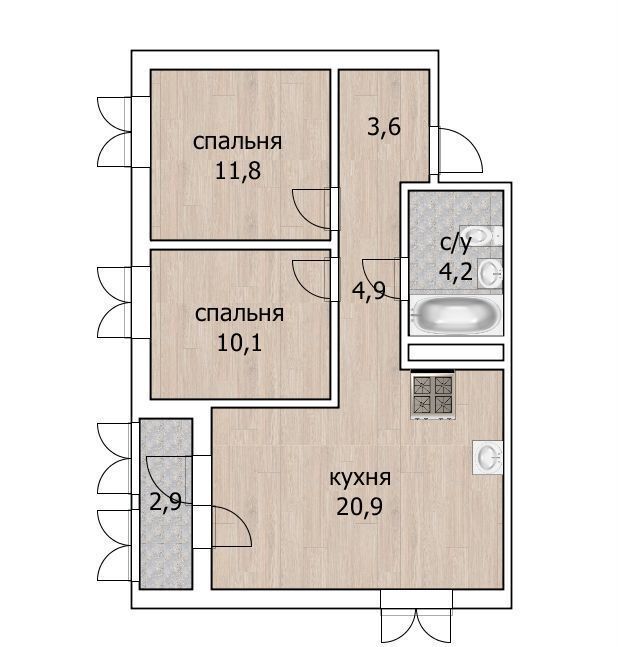 квартира г Уфа р-н Кировский ул Менделеева 132/1 фото 14