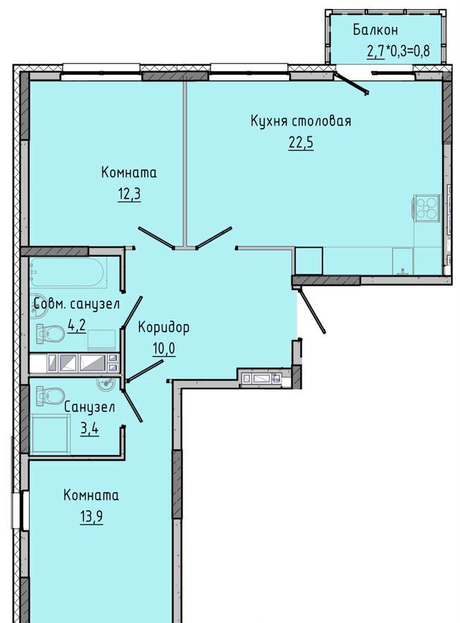 квартира г Ижевск р-н Первомайский ул Камбарская 2 Умные кварталы «А14» фото 1