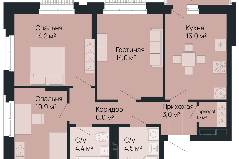 квартира г Нижний Новгород р-н Советский городской округ Нижний Новгород, Строящийся жилой дом фото 1