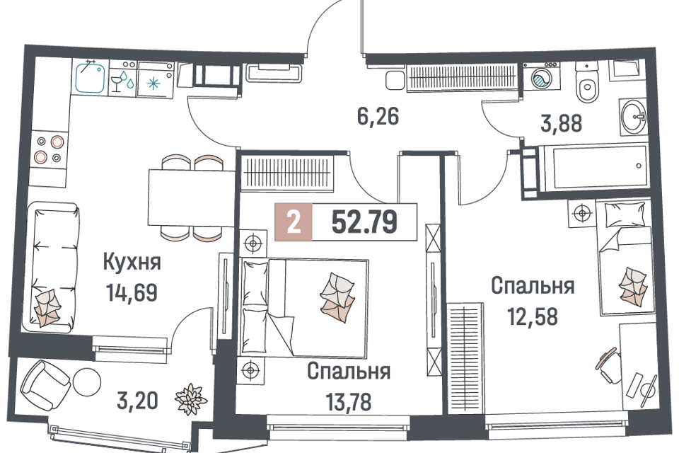 квартира р-н Всеволожский г Мурино пр-кт Авиаторов Балтики 25 Муринское городское поселение фото 1