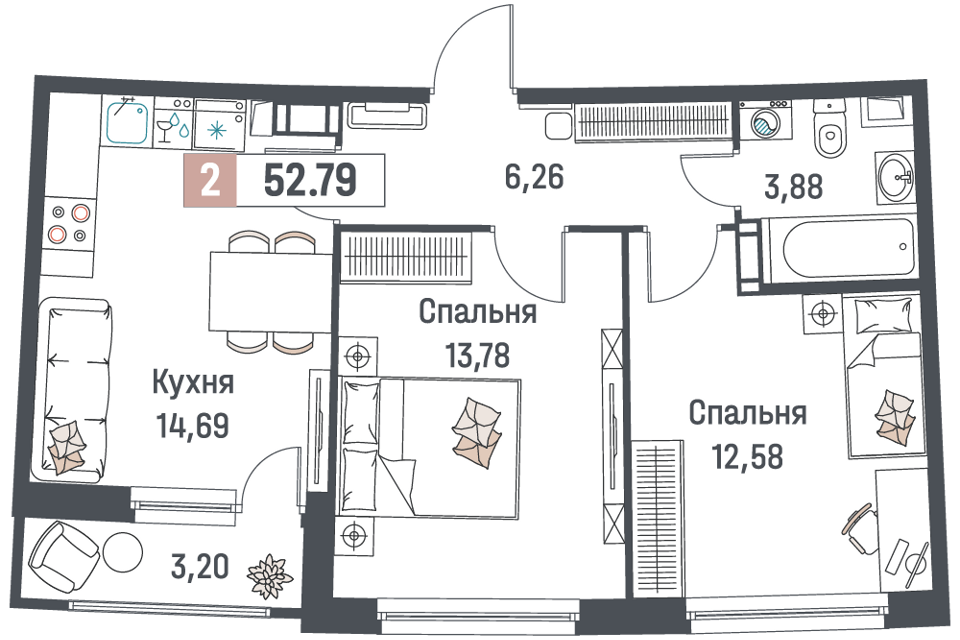 квартира р-н Всеволожский г Мурино пр-кт Авиаторов Балтики 25 Муринское городское поселение фото 1