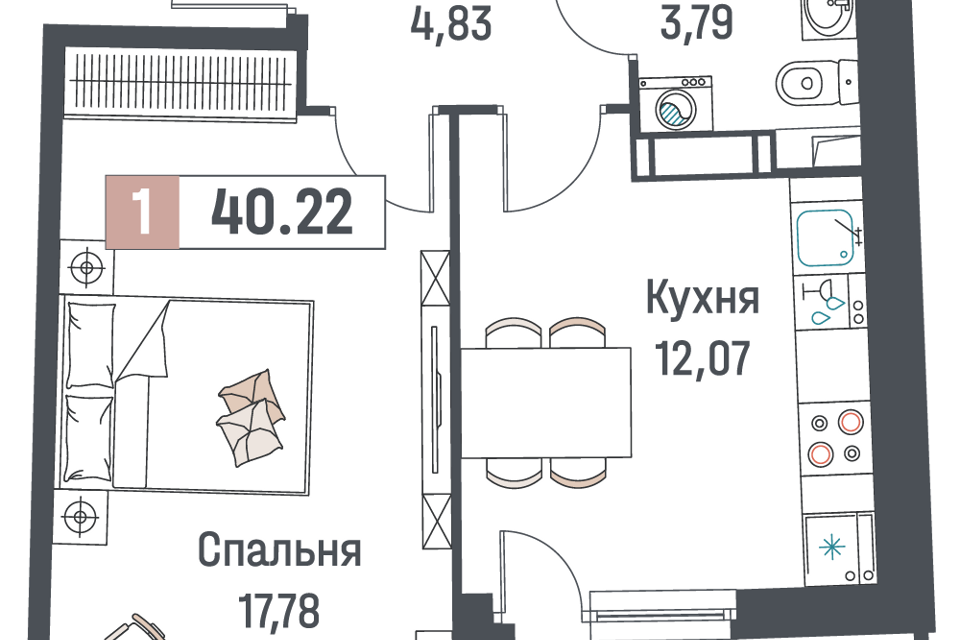 квартира р-н Всеволожский г Мурино пр-кт Авиаторов Балтики 25 Муринское городское поселение фото 1