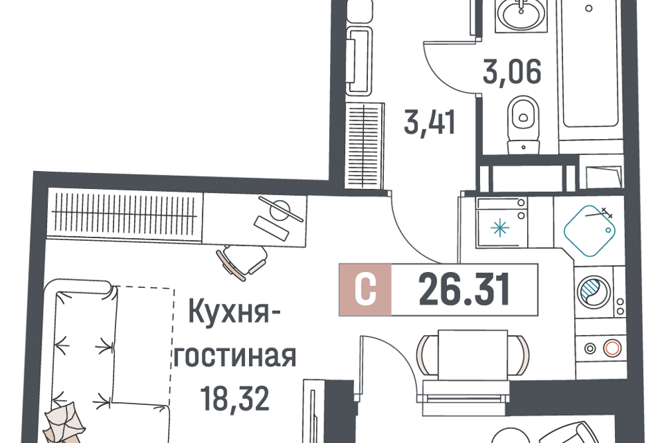 квартира р-н Всеволожский г Мурино пр-кт Авиаторов Балтики 25 Муринское городское поселение фото 1