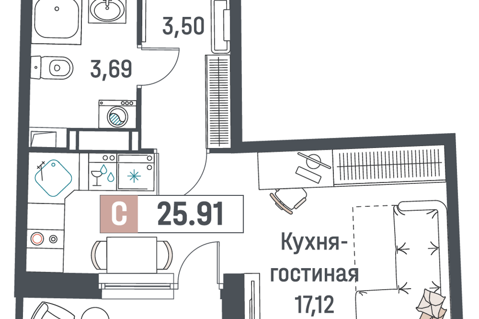 квартира р-н Всеволожский г Мурино пр-кт Авиаторов Балтики 25 Муринское городское поселение фото 1