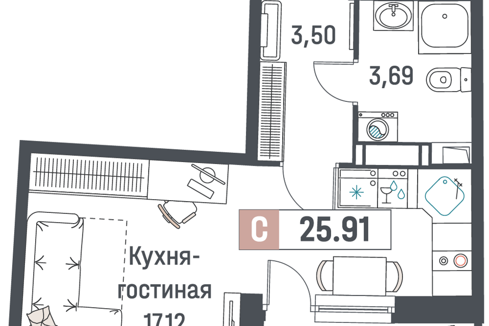 квартира р-н Всеволожский г Мурино пр-кт Авиаторов Балтики 25 Муринское городское поселение фото 1