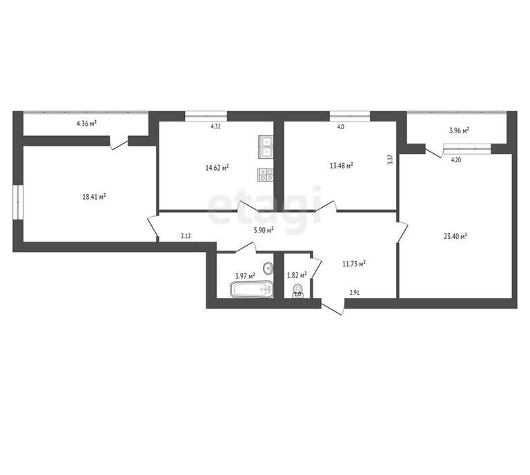 квартира г Самара п Мехзавод 1-й квартал Кировская 34 фото 27