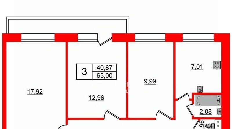 квартира г Санкт-Петербург метро Политехническая пр-кт Тихорецкий 33к/2 округ Академическое фото 2