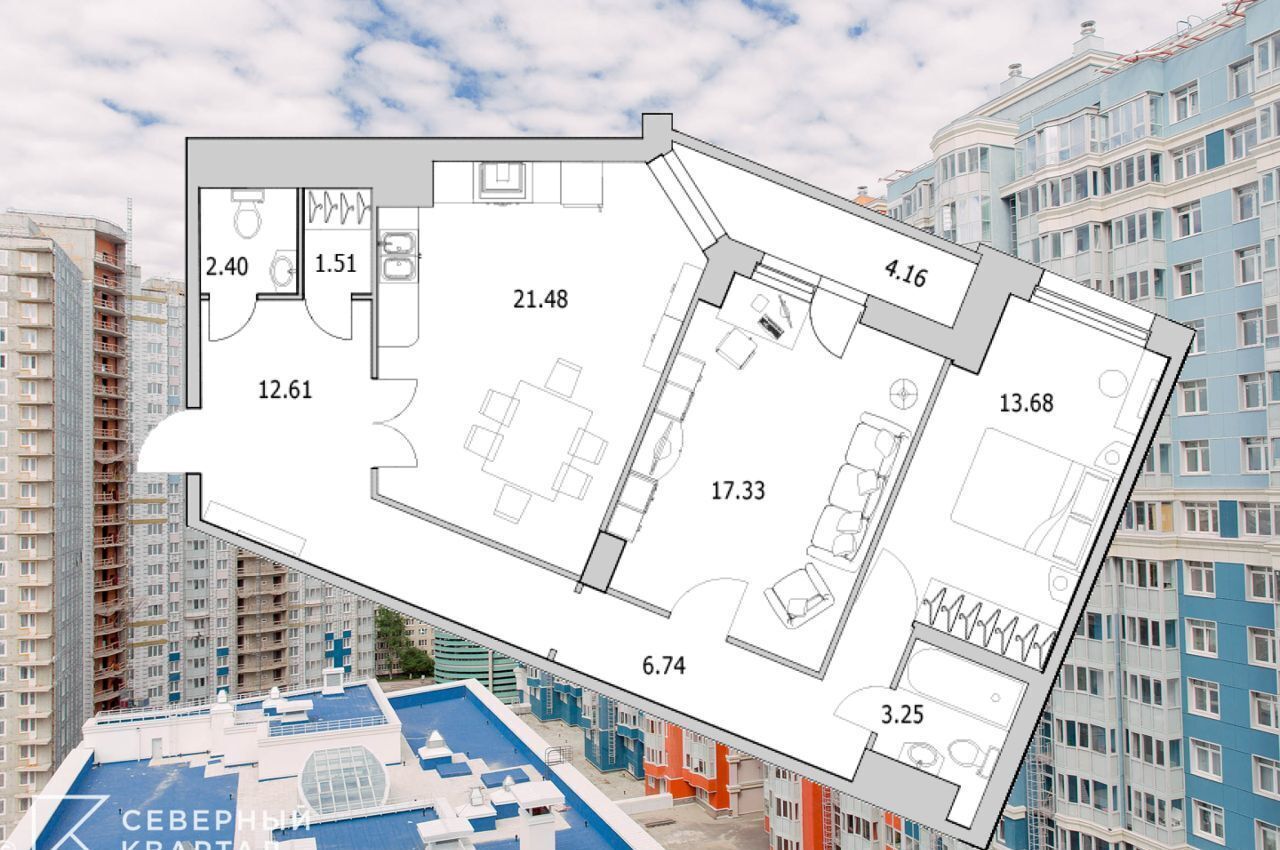 квартира г Санкт-Петербург метро Проспект Просвещения ул Кустодиева 7к/1 округ № 15 фото 1