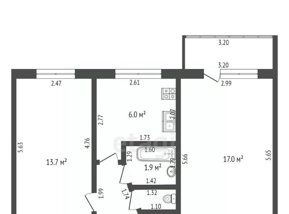 квартира г Стерлитамак ул Комарова 6 фото 17