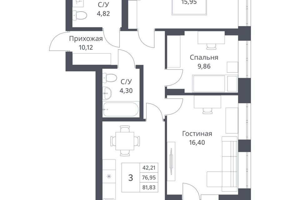 квартира г Новосибирск р-н Калининский ул Игарская 42к/1 городской округ Новосибирск фото 1