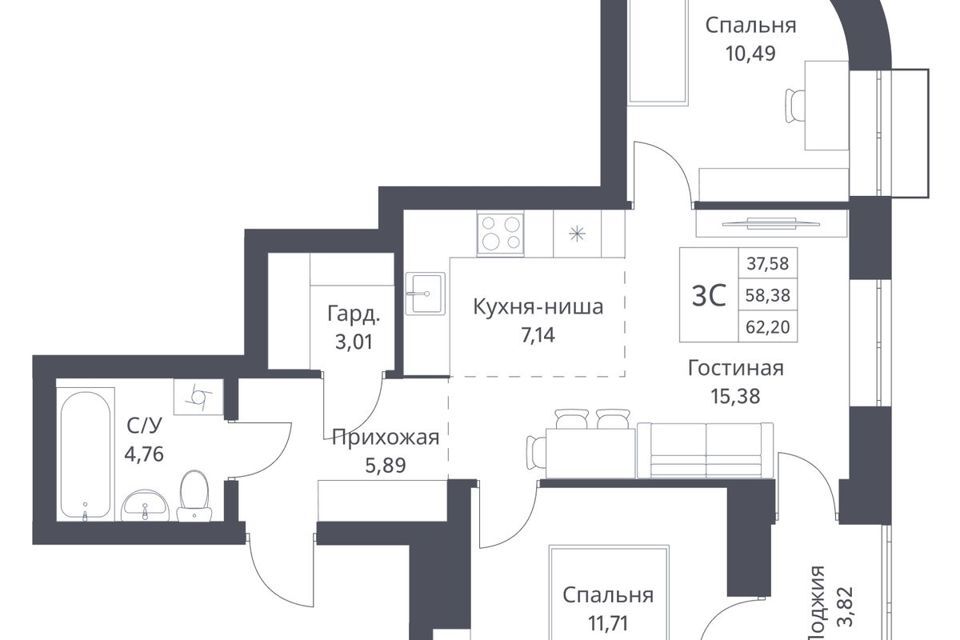 квартира г Новосибирск р-н Калининский ул Игарская 42к/1 городской округ Новосибирск фото 1