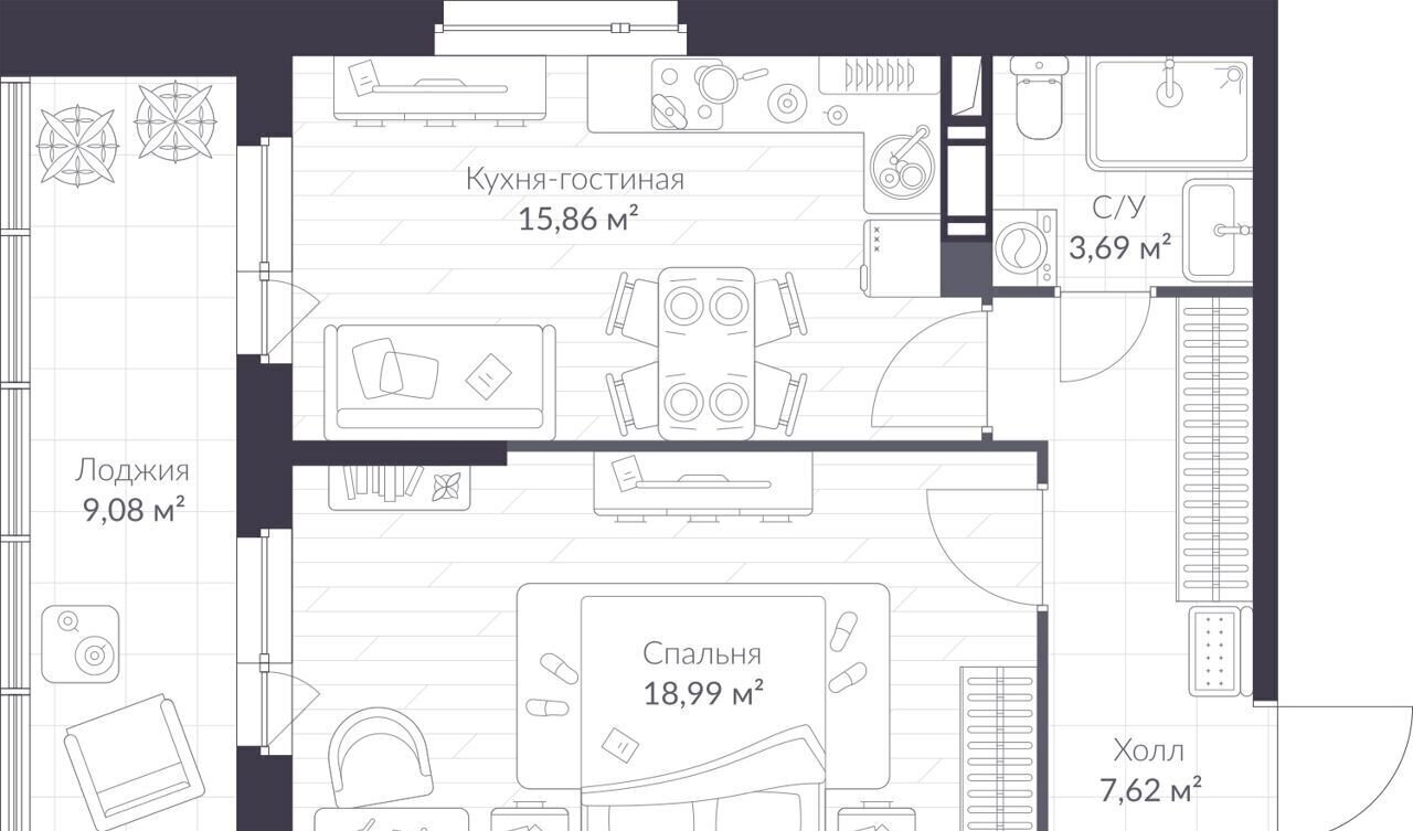 квартира г Санкт-Петербург метро Комендантский Проспект ул Парашютная 1 корп. 1, д. 79 фото 2