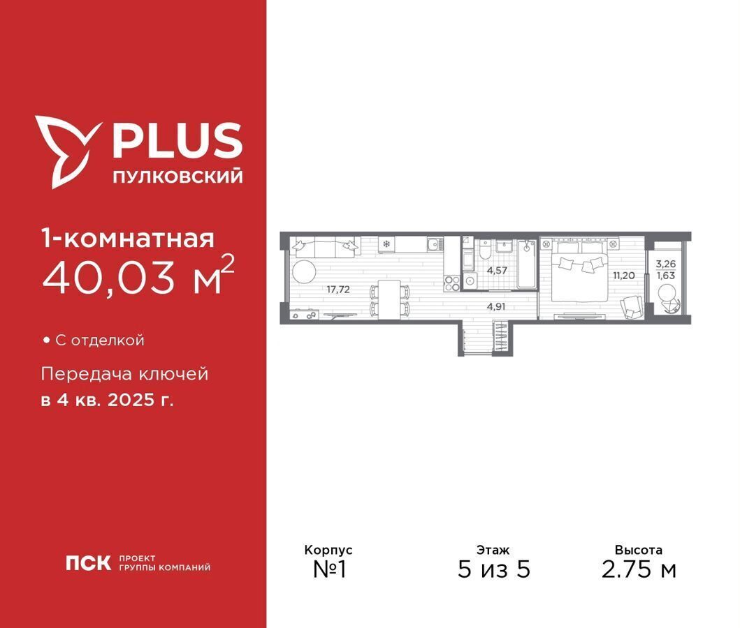 квартира г Санкт-Петербург р-н Московский ш Пулковское 24 ЖК Пулковский округ Пулковский меридиан фото 1