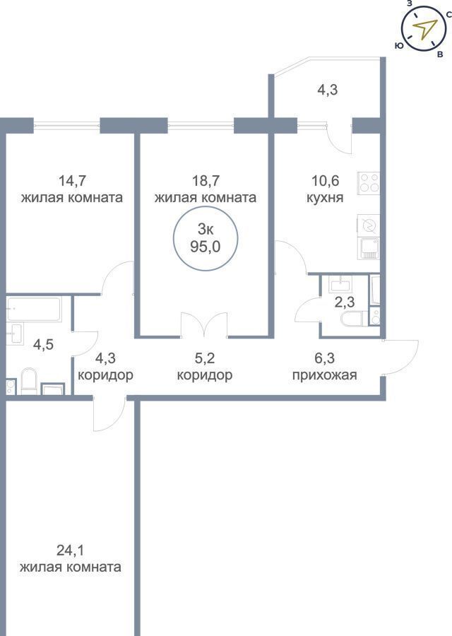 квартира г Сургут р-н Восточный тракт Югорский 54/1 ЖК «Георгиевский» фото 1