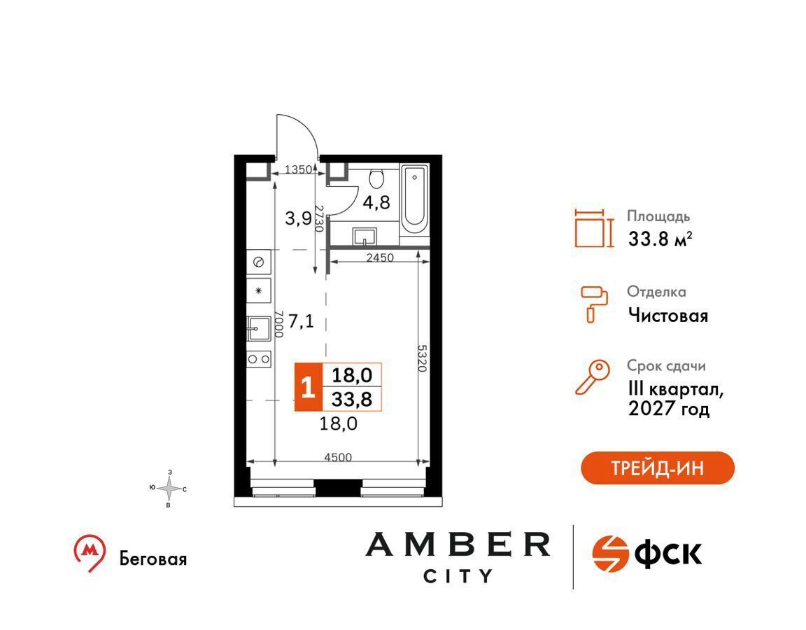 квартира г Москва метро Беговая 3-й Хорошёвский проезд, д. 3А фото 1