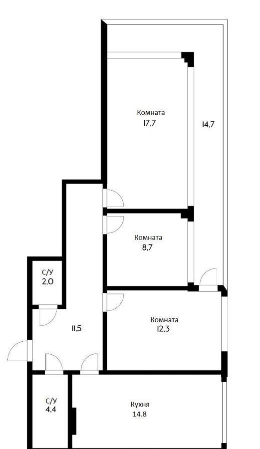 квартира г Краснодар р-н Карасунский ул им. Селезнева 4/4 фото 15