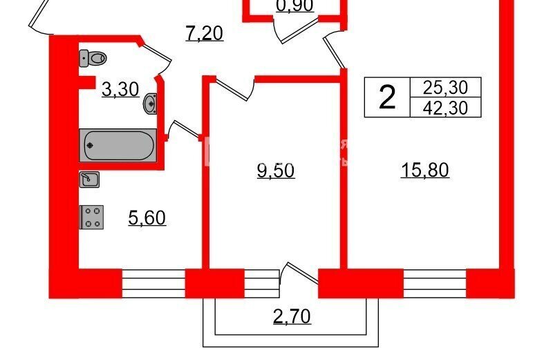 квартира г Санкт-Петербург метро Елизаровская ул Седова 17к/2 округ Невская застава фото 19